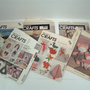 Vintage McCalls crafts 6 pattern lot cut and uncut bear doll clothes ornaments